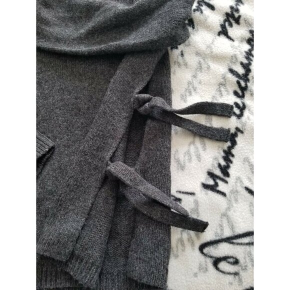 CYNTHIA ROWLEY Merino Wool Blend TurtleNeck Tie Sides Charcoal Sweater Top Sz XS - Picture 6 of 10
